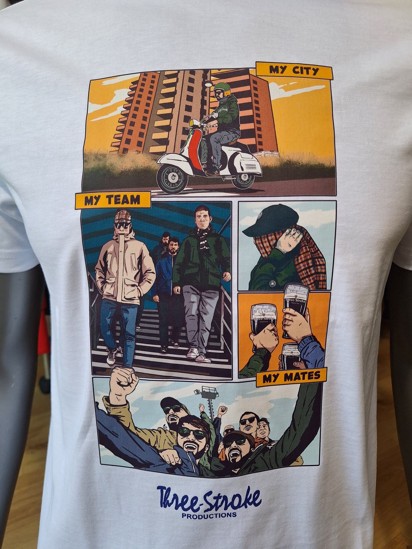 T-shirt Three-Stroke Productions My city My team My mates